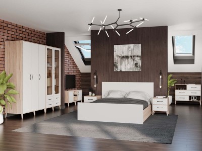 Спален комплект FOX (сонома/бял супер мат)